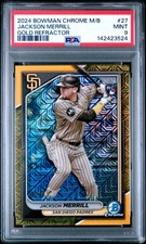 3524 Jackson Merrill 2024 Bowman Chrome #27 Gold Refractor Mega Box RC /50 PSA 9