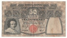 50  LIRE BANCO DI NAPOLI  DECR   31 - 05- 1915