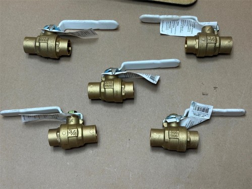 5x Pack LOT FNW FNWX411CF 3/4" Sweat 600# WOG Full Port 2-Piece Brass Ball Valve