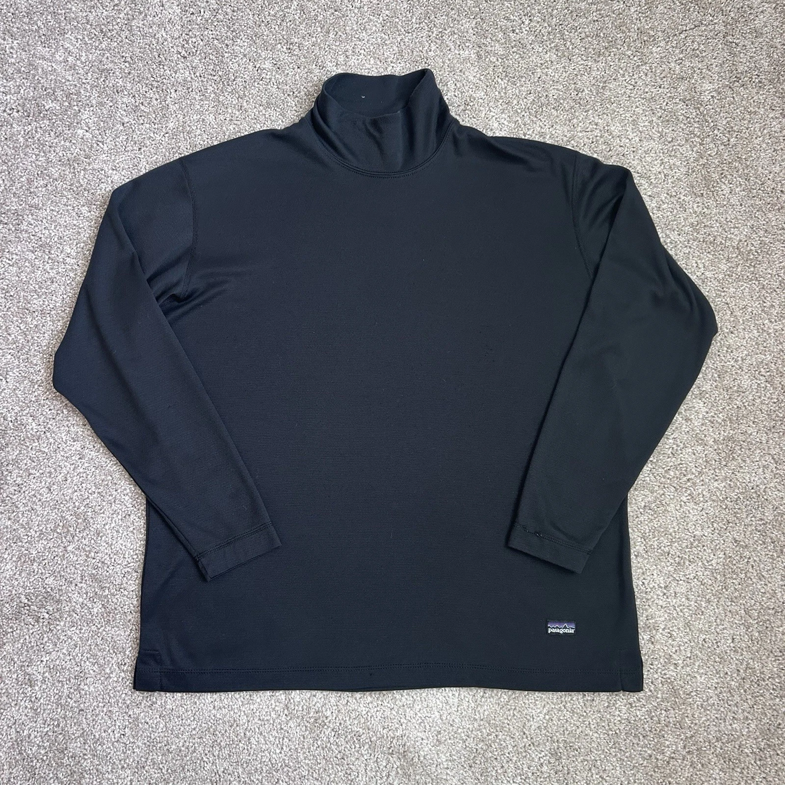 Vintage Patagonia Capilene Mock Neck Base Layer Shirt Black Men's Large USA Made