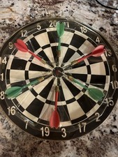 Vintage 12 Inch Cork Dart Board And Baseball Game. Never Used