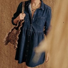 Sezane Leana Denim Dress, Size 42