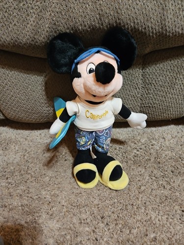 Vintage Rare 14 In Disney Store California Surfer Mickey Mouse Plush - Picture 1 of 7