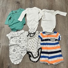 Carter's Simple Joys Baby Bodysuit Romper Bundle 6pc 0-6M Stars Animals Stripes