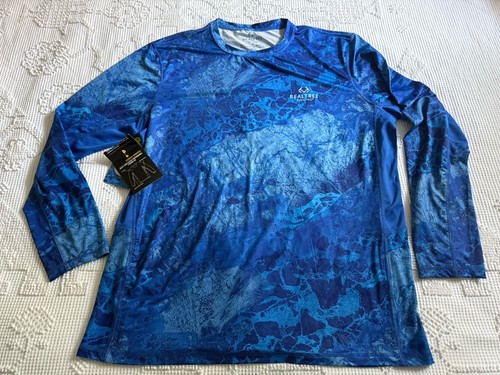 NWT Mens Realtree Wav3 Fishing Long Sleeve Blue Water Print Shirt Size XL - Picture 1 of 8