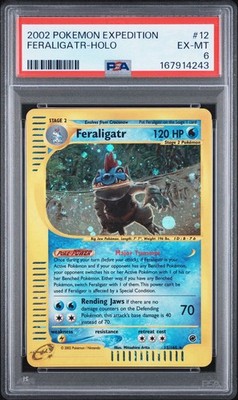 PSA 6 SWIRL! 2002 POKEMON EXPEDITION #12 FERALIGATR-HOLO