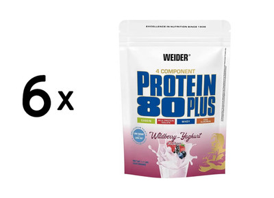 6 x Weider Protein 80 Plus (500g) Wildberry-Yoghurt (60,00 EUR/kg)