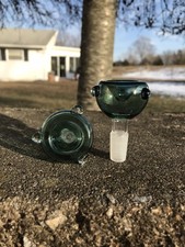  2 14mm Glass Male Round Bowl Slide Green Bong Water Pipe Bubbler