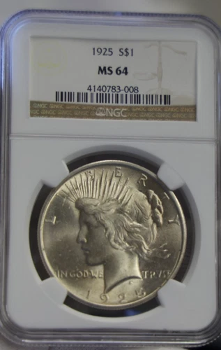1925 US Peace Silver Dollar $1 NGC MS64 PQ Coin