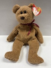 Ty Beanie Baby CURLY Brown Bear 9 Inch Plush Stuffed Animal Toy