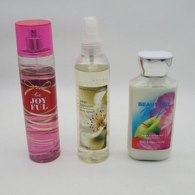 Bath Body Works 3 Retired Lotion & Mist Beautiful Day Pear Blossom Be Joyful 90%