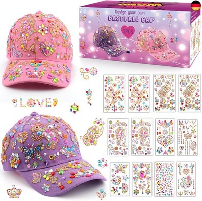Geschenke für Mädchen DIY Baseballkappe, Kappe Selbst Gestalten mit Diamant Aufk