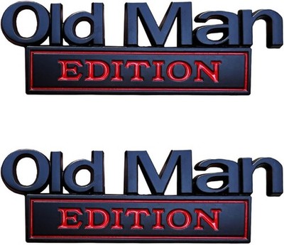 2x Old Man Edition Emblems,Car Truck for Fender, Tailgate & Bumper (Red&Black)