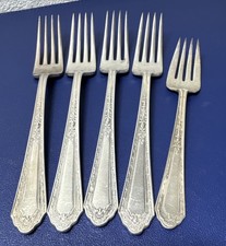 Holmes Edwards 1925 Silver Inlaid Super Plate Flatware Romance 4 Dinner Forks