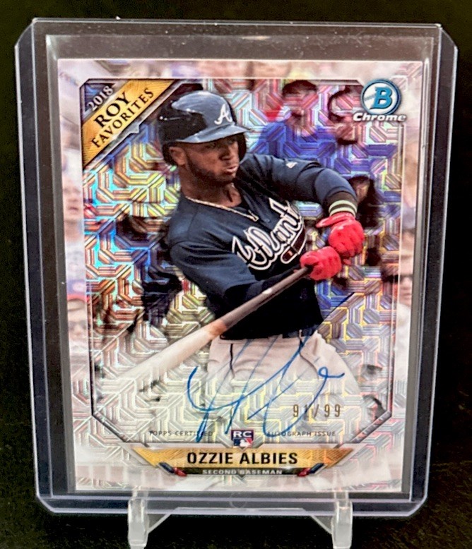 Ozzie Albies 2018 Bowman Chrome Mega Box Auto ROYF Ref #ROYFA-OA #91/99 RC! MINT