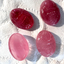 AM1278 Vintage glass cabochons 14x10mm oval scarab rose unfoiled 4