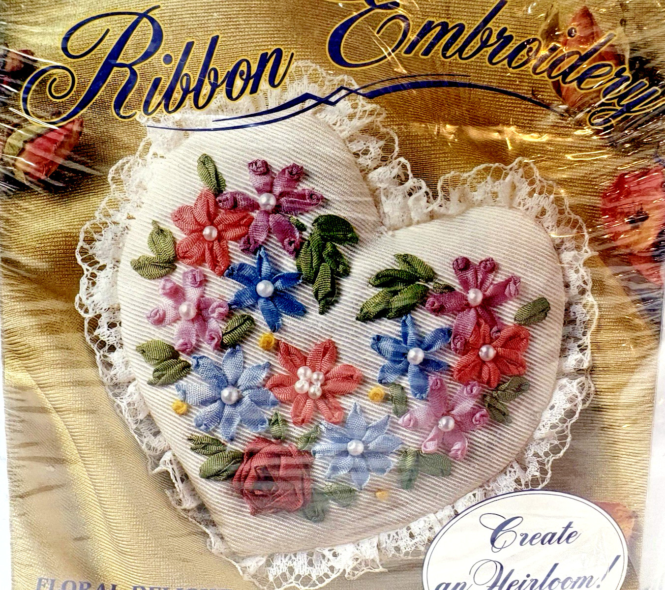 Bucilla Ribbon Hand Embroidery Floral Delight Potpourri Heart Craft Kit