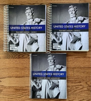 BJU United States History Teachers Edition Books 1 and 2 and Activity Answer Key