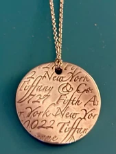 Tiffany & Co 925 Sterling Silver New York Wavy Disc Pendant Necklace 16.25"