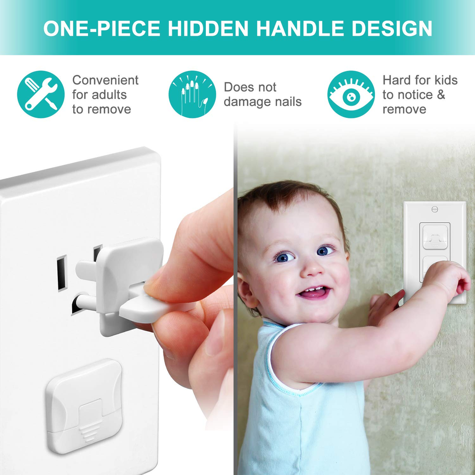 Outlet Covers Baby Proofing (40 Pack) with Hidden Pull Handle Outlet