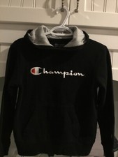 Champion Sweatshirt Hoodie Boys Medium long sleeve embroidered pocket black