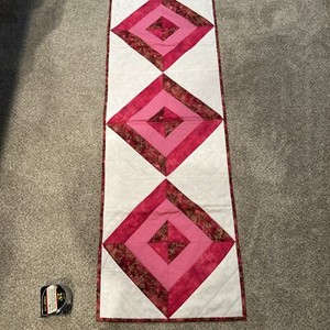New Handmade In The USA. 48 ”X 16” Furniture Runner By Master Quilter Mama Bear.
