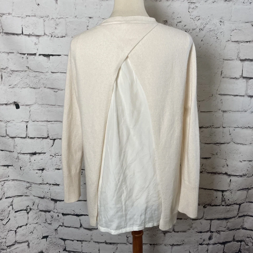 Suéter de cachemir Garnet Hill para mujer pequeño cárdigan cuello en V seda espalda abotonada Foto 3 de 4