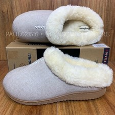DEARFOAMS Women's Memory Foam Wool Blend Slippers  Gray  Sizes S M XL