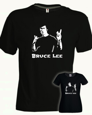 Bruce Lee T-Shirt schwarz Baumwolle Kampfsport Erwachsene oder Kind Jeet Kune Do Chan Film