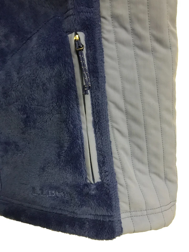 LL Bean Mujer Grande Pequeño Cremallera Completa Azul Polar Chaleco Acolchado Bolsillos con Cremallera Foto 4 de 4