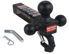 Patented Forged Trailer Hitch Tri-Ball Hitch with Hook: 3 Sizes in 1 Tow Ball