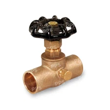 Midline Valve Stop Valve with Drain Lead Free, Sweat Connections, Brass