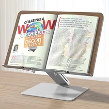 Book Stand for Reading Adjustable Holder with Page Clips Foldable Desktop Boo...