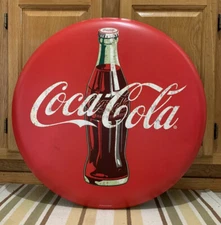 Coca Cola Button Sign Bottle Fountain Vintage Style Wall Decor Bar Pub Gas Oil
