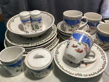 Retroneu Stoneware 2005 White Christmas #5001 Plate Bowl Cup S & P Sets + More