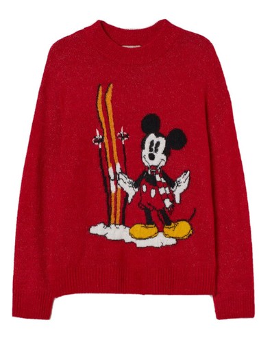 Hu0026M Disney Mickey Mouse ladies Christmas festive knitted sweater red jumper  NEW | eBay