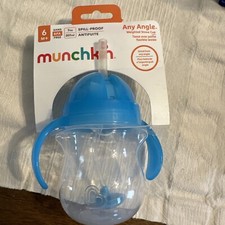 Munchkin Any Angle Click Lock Weighted Flexi Straw Trainer Cup, 7 Ounce, Blue
