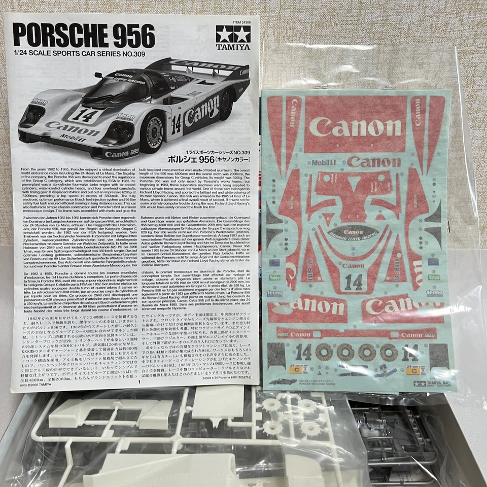 Tamiya 1/24 CANON Porsche 956 1985 Le Mans 24 Horas No.24309 Kit Modelo Plástico - Imagen 2 de 2