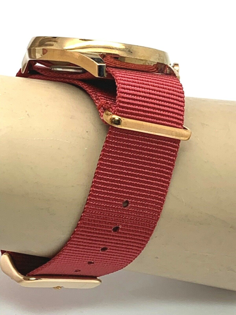 1: Face Rose Gold Tone Case 39.5mm Red Nylon Strap Quartz  display picture 3
