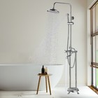 Brushed Nicke Floor Mounted FreeStanding Bathtub Faucet Tub Filler w/Hand Shower