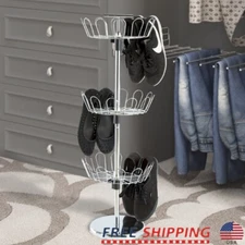 Rotating Shoe Rack 3 Tier Adjustable Storage Freestanding Shoe Organizer New