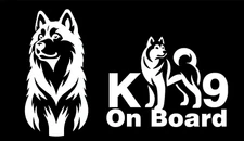 Husky & Husky Dog on Board 6" White vinyl decals Car Truck Windows Camper RV Van