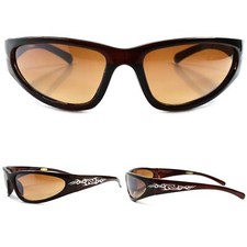 Golf Brown Cool Sport Motorcycle Biker Cycling Running Wrap Around Sunglasses