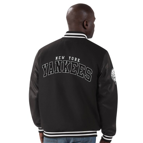 New York Yankees Black MLB Linebacker Wool Blend Varsity Jacket - By GIII - Picture 2 of 2