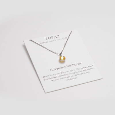 November (Topaz) Birthstone Necklace Created with Zircondia® Crystals
