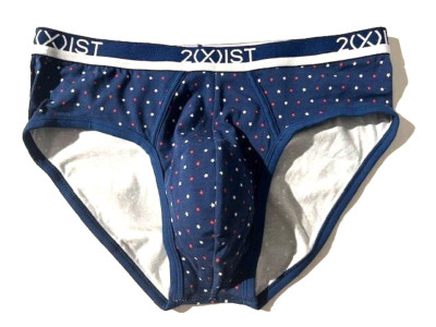 New 2(x)ist Navy Star Print Cotton Stretch Pouch Brief Underwear sz M 2xist #319