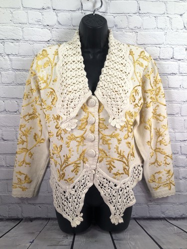 vtg express tricot crochet trim gold 