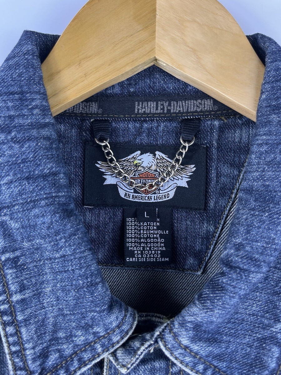 Harley Davidson Large Embroidered Custom Speed Blue Denim