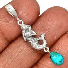 Mermaid - Composite Kingman Blue Mohave Turquoise 925 Silver Pendant CP29416