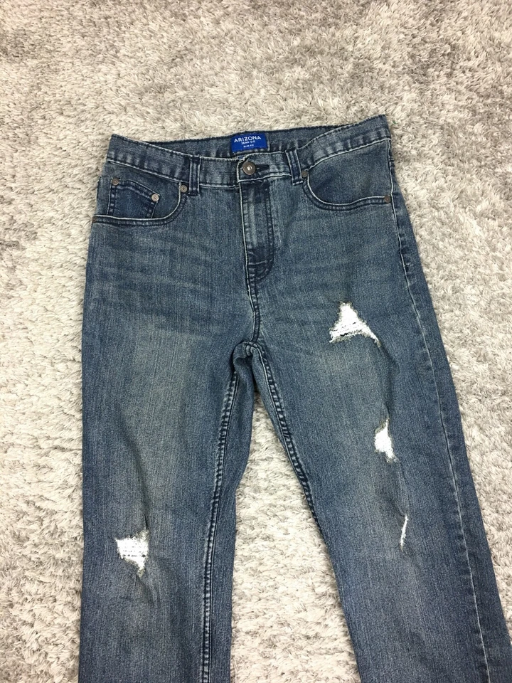 Arizona Jean Co Slim Fit Boys Jeans Size 20 Blue Denim Straight Leg - Image 2 of 4